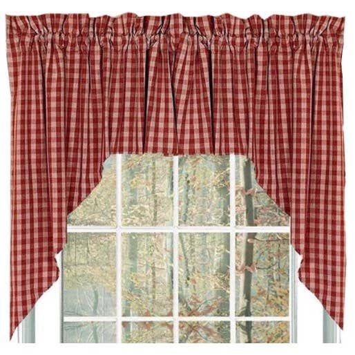 Barn Red Nutmeg Heritage House Check Barn Red Swag Lined - Home Collections by Raghu