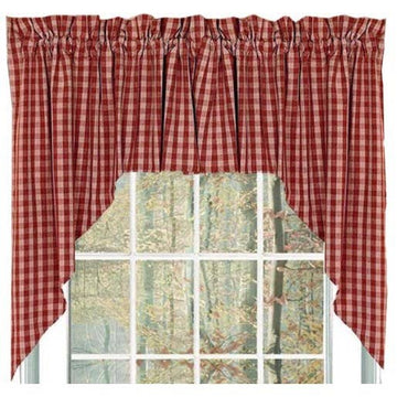 Barn Red Nutmeg Heritage House Check Barn Red Swag Lined - Home Collections by Raghu