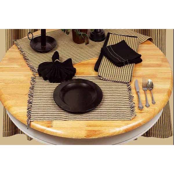 Black Nutmeg York Ticking Placemat Set Of Six - Home Collections by Raghu