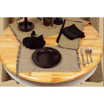 Black Nutmeg York Ticking Placemat Set Of Six - Home Collections by Raghu