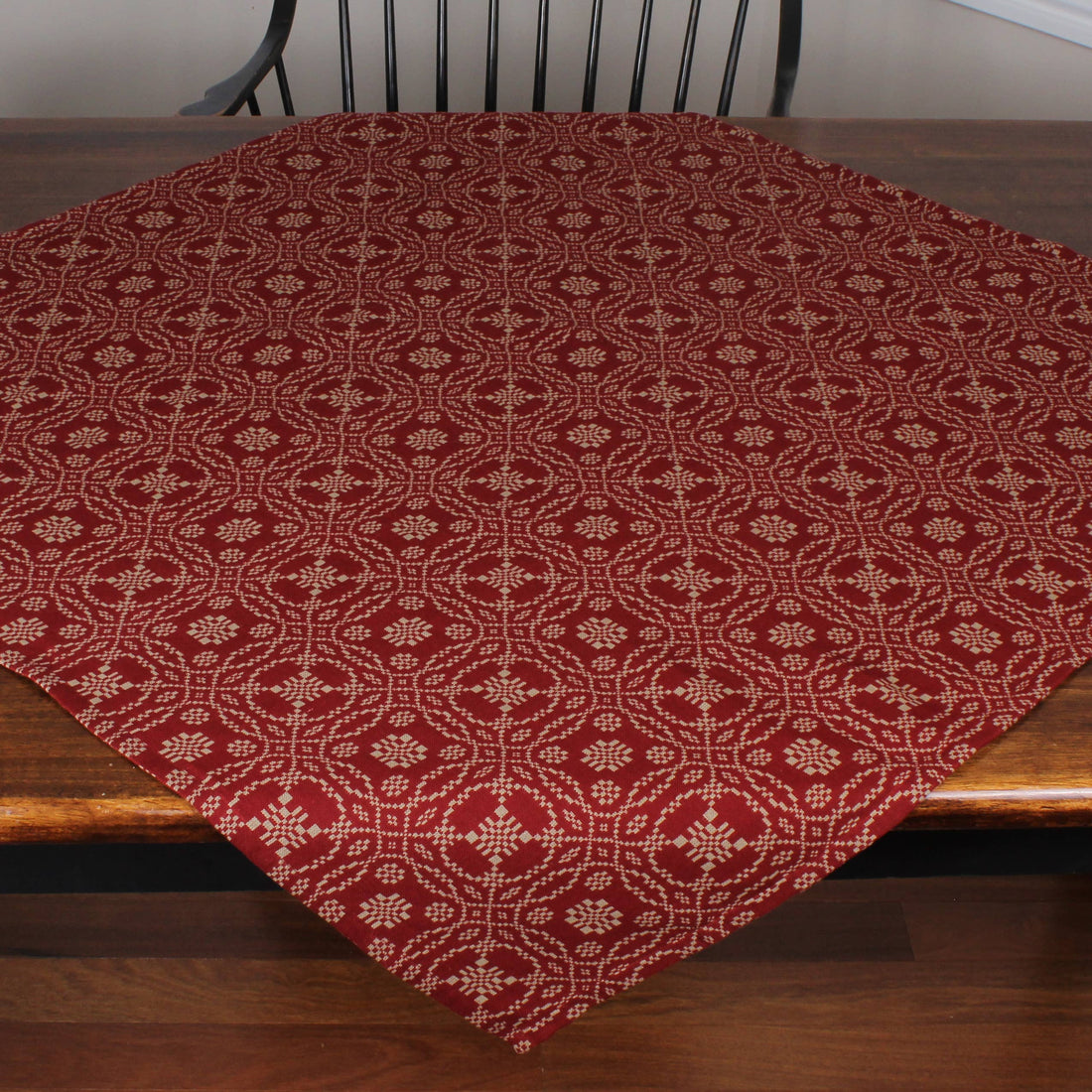 Lover's Knot  Barn Red Table Square 36 In - Home Collections by Raghu