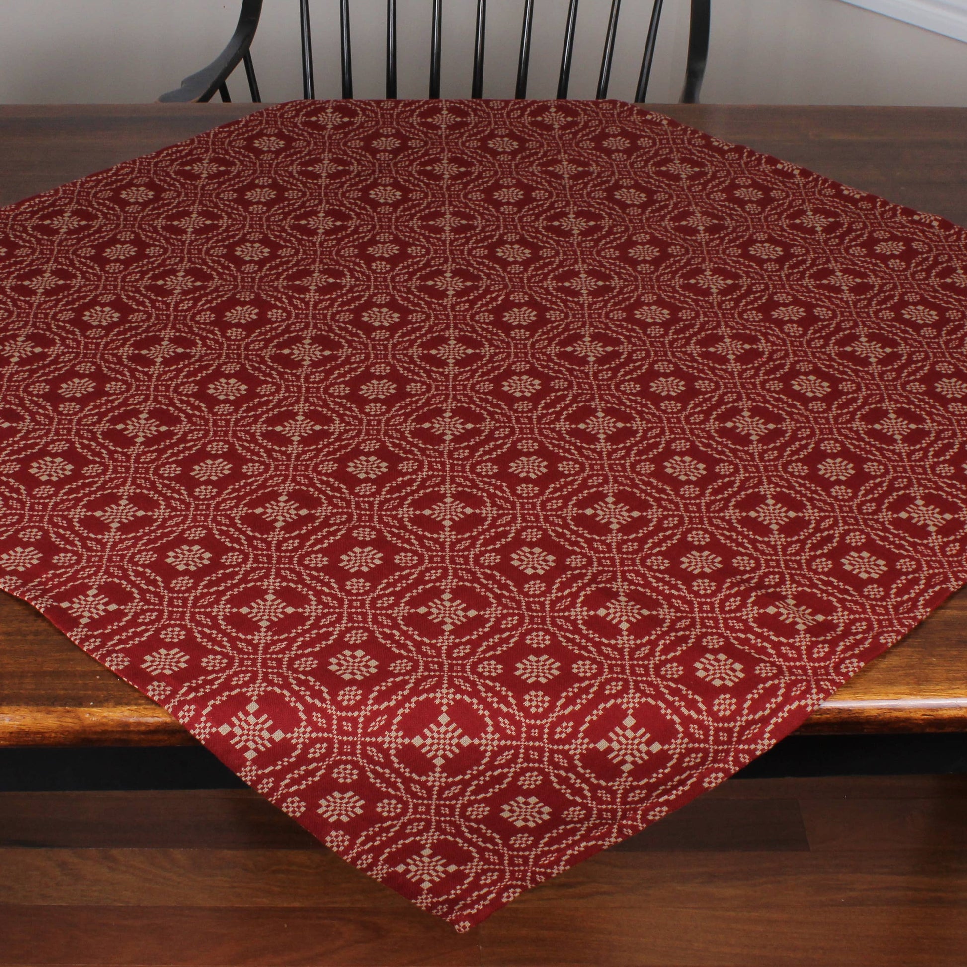 Lover's Knot  Barn Red Table Square 36 In - Home Collections by Raghu