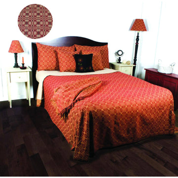 Barn Red Tan Kendall Jacquard Bed Cover Queen CQ280017