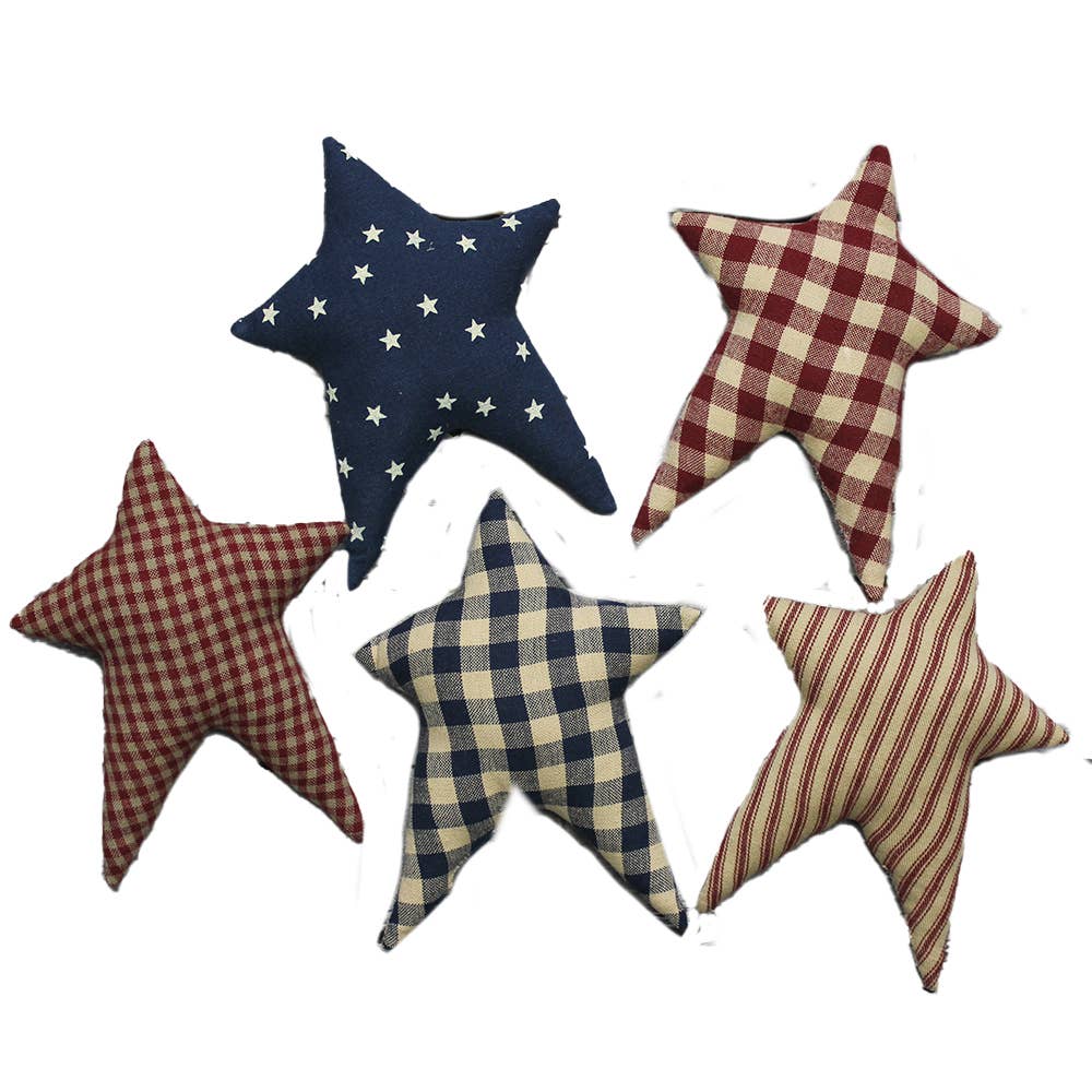 Freedom Fabric Stars set of 5 Ornament - Home Collections by Raghu