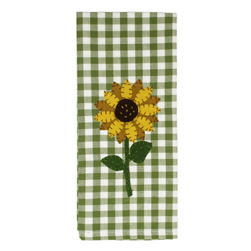 Sunflower Sage Check Towel- Set of Two - Home Collections by Raghu