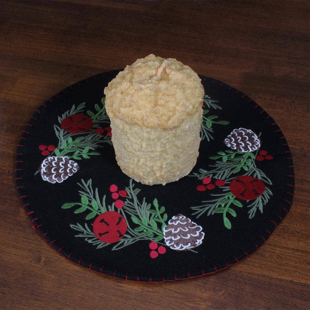 Pinecones and Bells Candle Mat  Set of 2 CM724611