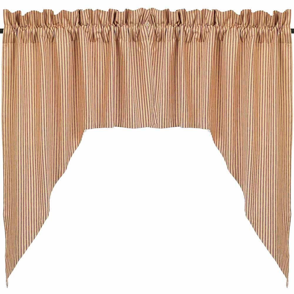 Barn Red-Nutmeg York Ticking Swag - Lined - Home Collections by Raghu