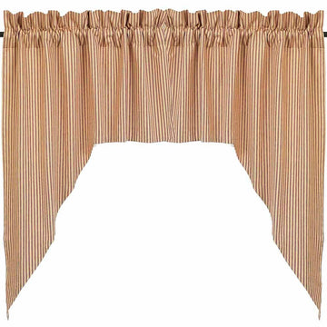 Barn Red-Nutmeg York Ticking Swag - Lined - Home Collections by Raghu