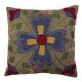 Folk Flower Square Wool Pillow 14 In - Home Collections by Raghu
