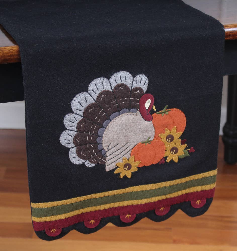 Turkey Time Black Table Runner  - Home Collections by Raghu