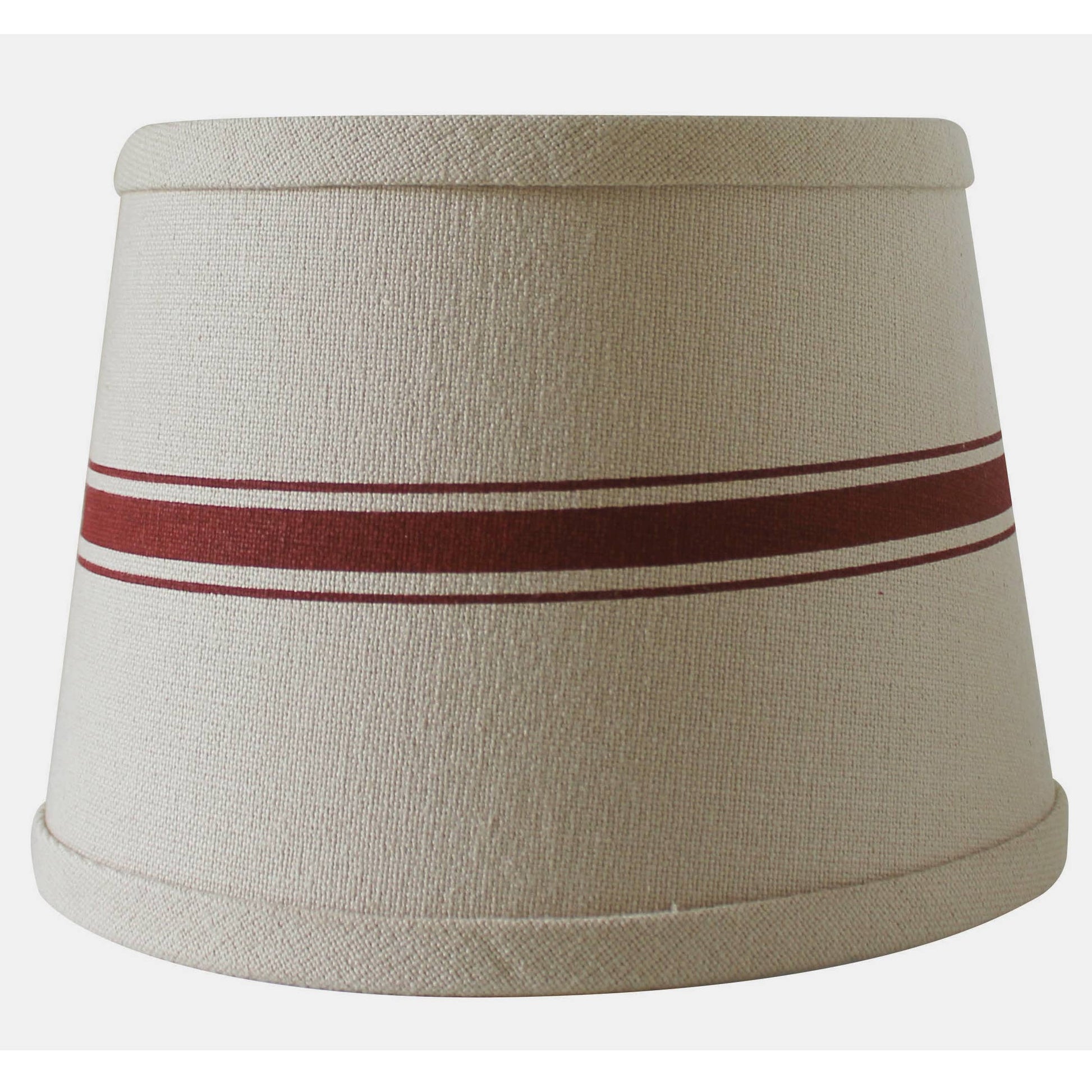 Grain Sack Stripe Oat - Barn Red Lampshade  - Home Collections by Raghu