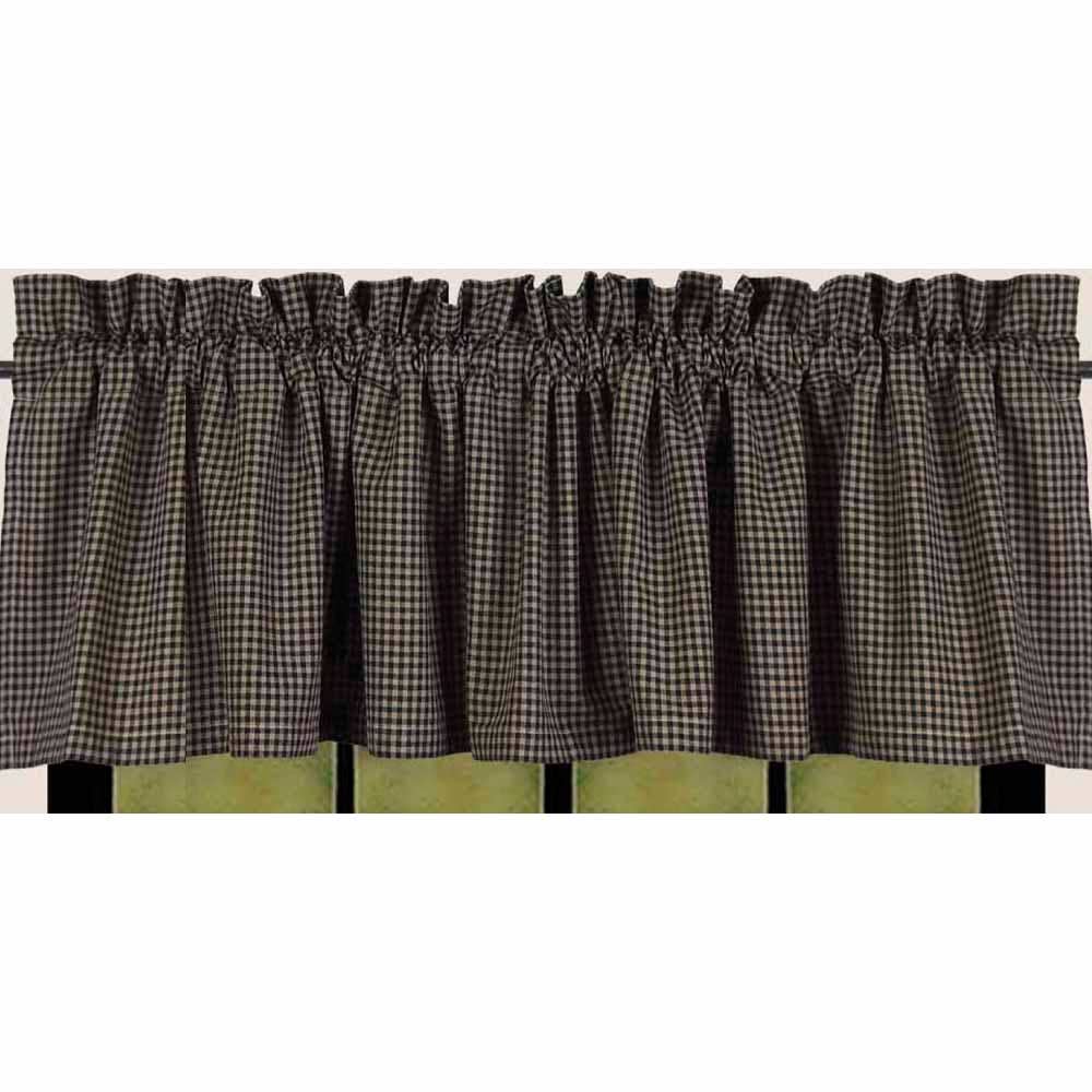 Black - Oat Newbury Gingham Valance - Lined - Home Collections by Raghu