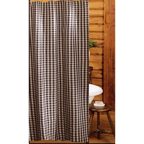 Black Nutmeg Heritage House Check Black Shower Curtain - Home Collections by Raghu