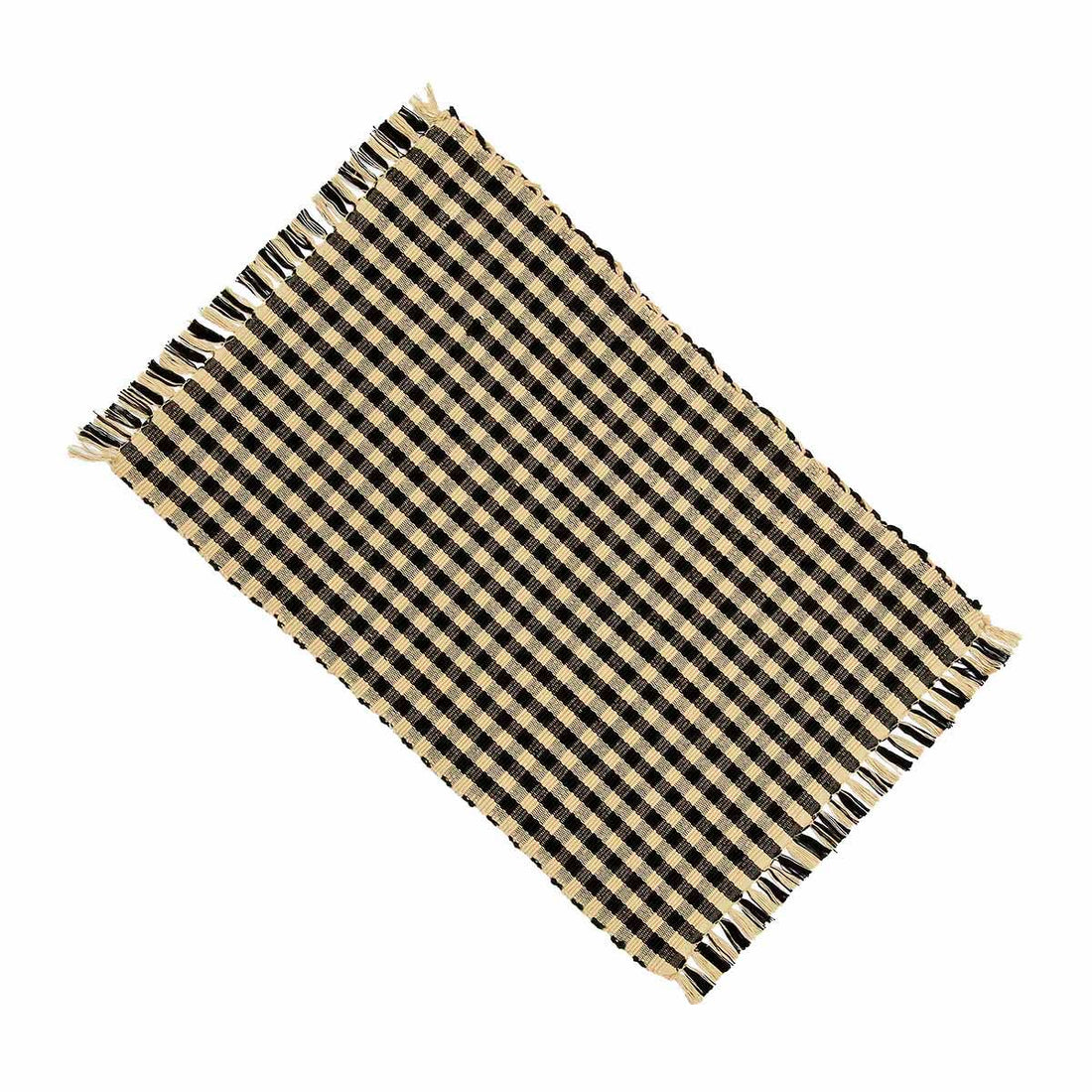 Black Nutmeg Heritage House Check Black Placemat Set Of Six - Home Collections by Raghu