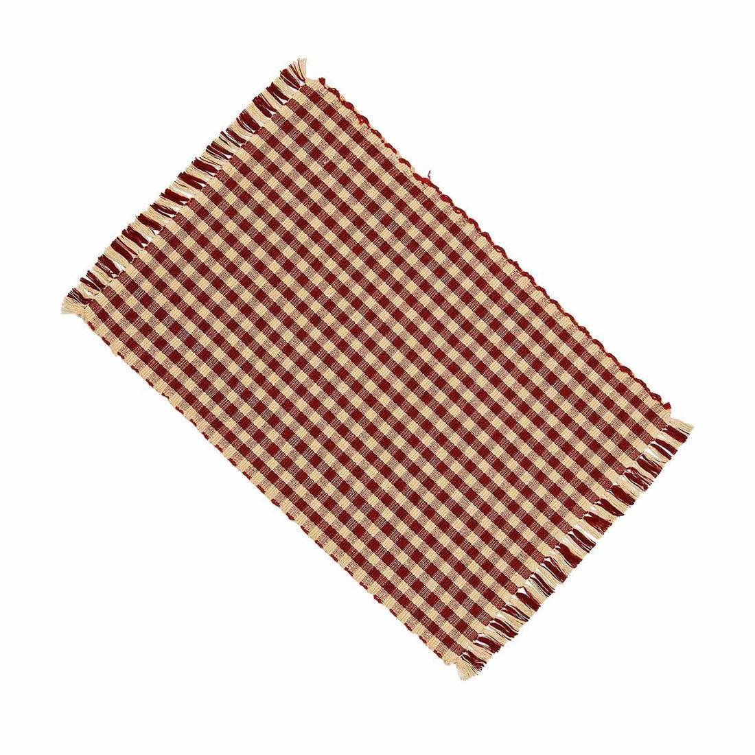 Barn Red Nutmeg Heritage House Check Barn Red Placemat Set Of Six - Home Collections by Raghu