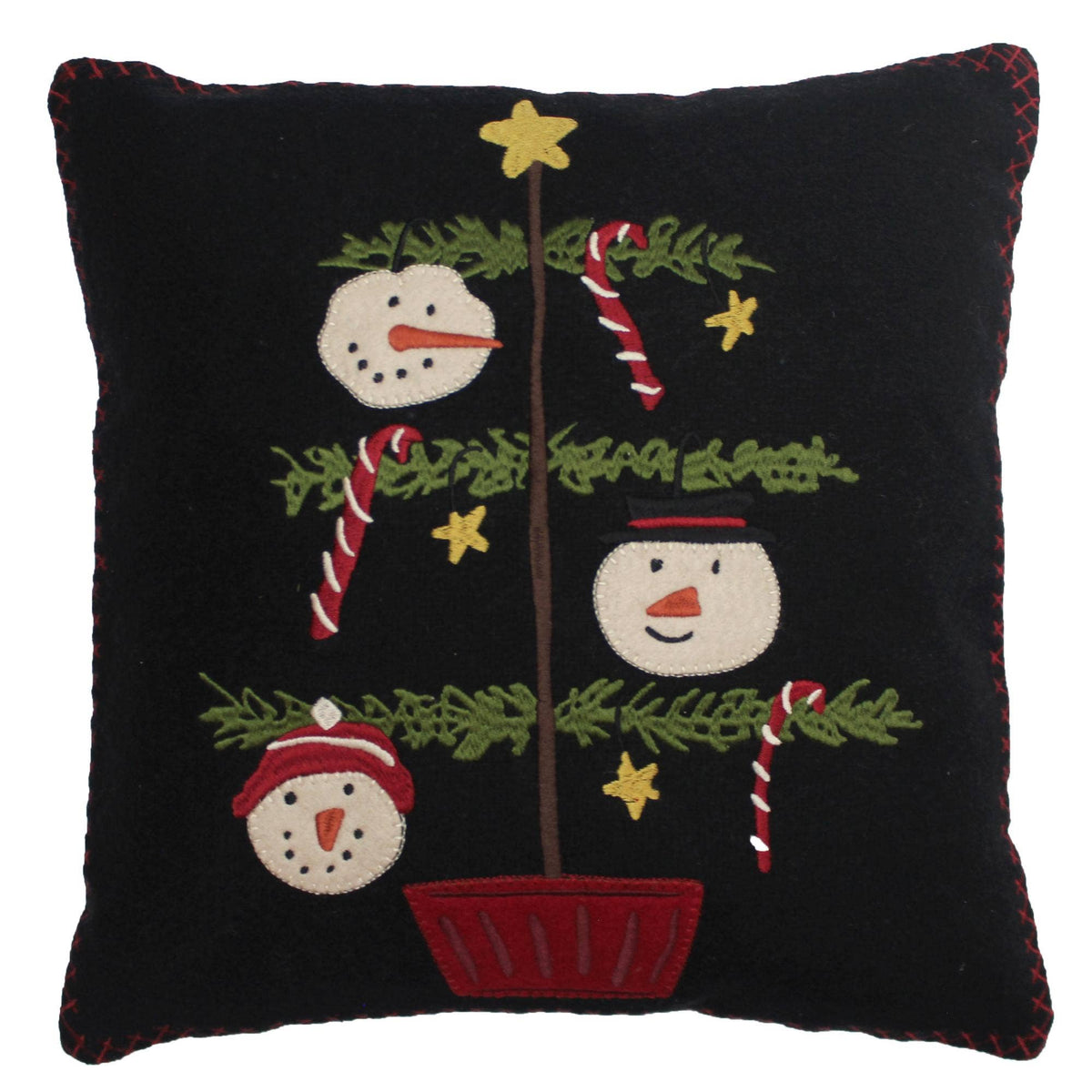 C Snowmen Fun Tree Pillow 14 In - Home Collections by Raghu