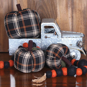 Primitive Fall Plaid Pumpkin Ornament - Home Collections by Raghu