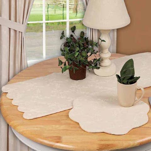 Cream Candlewicking Cream Table Runner - Home Collections by Raghu