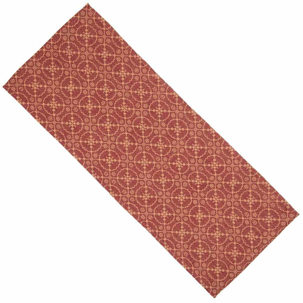 Barn Red-Tan Marshfield Jacquard Table Runner - Home Collections by Raghu