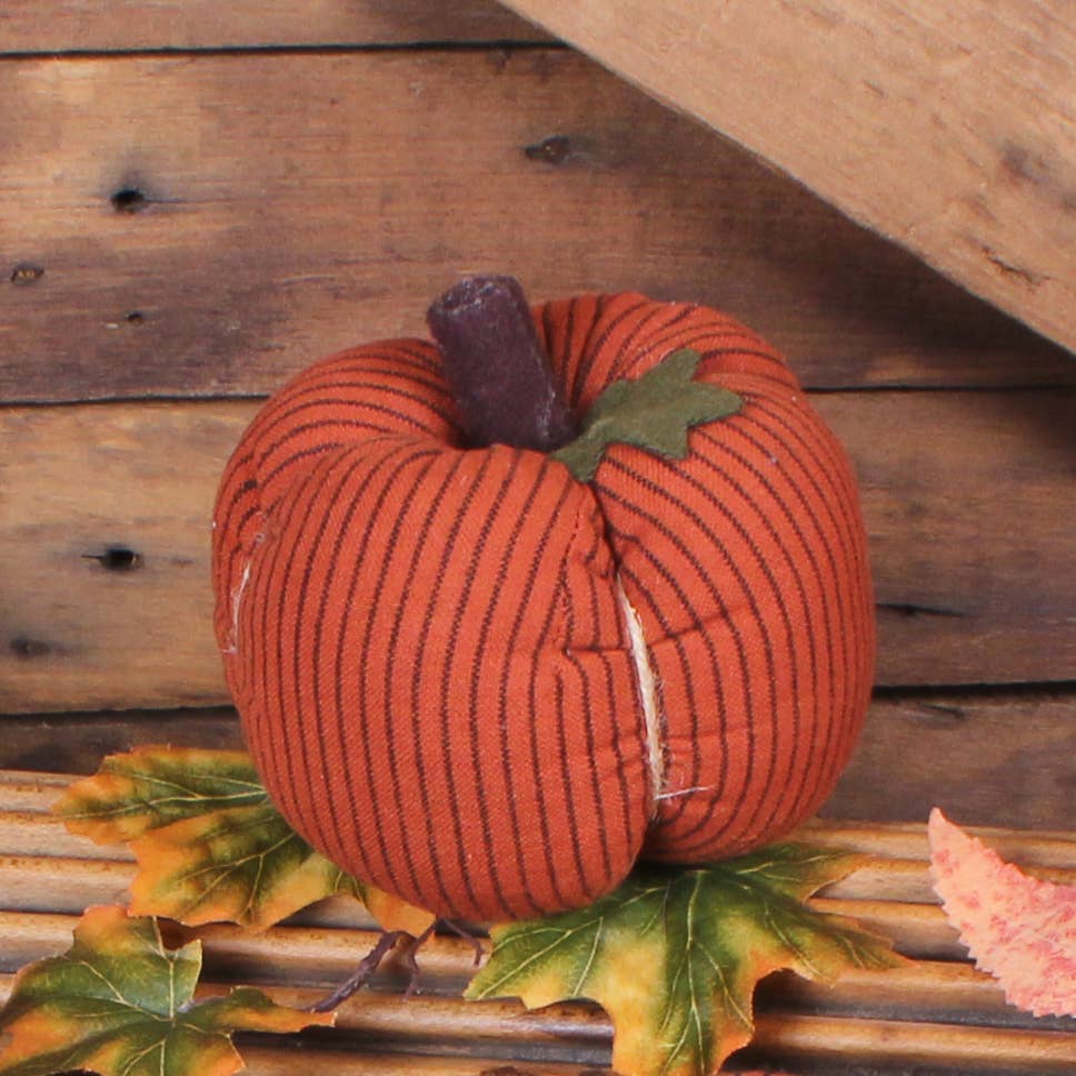 Pumpkin Spice Ticking Pumpkin 4 In x 3 In - Home Collections by Raghu