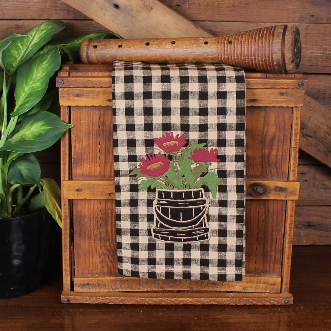 Flowers in Firkin Towel- Set of Two - Home Collections by Raghu