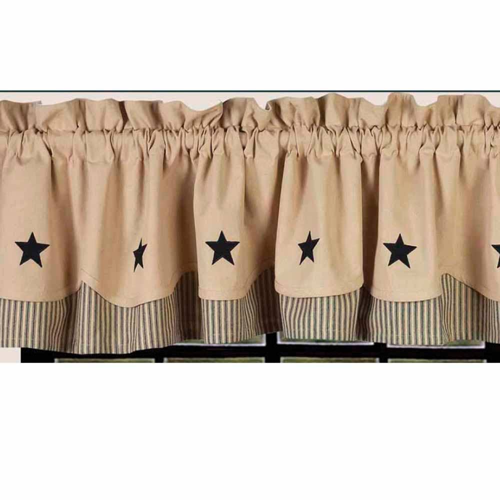 Nutmeg - Black Nutmeg w/ Black Star Fairfield Valance - Lined - Home Collections by Raghu