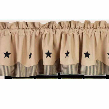 Nutmeg - Black Nutmeg w/ Black Star Fairfield Valance - Lined - Home Collections by Raghu