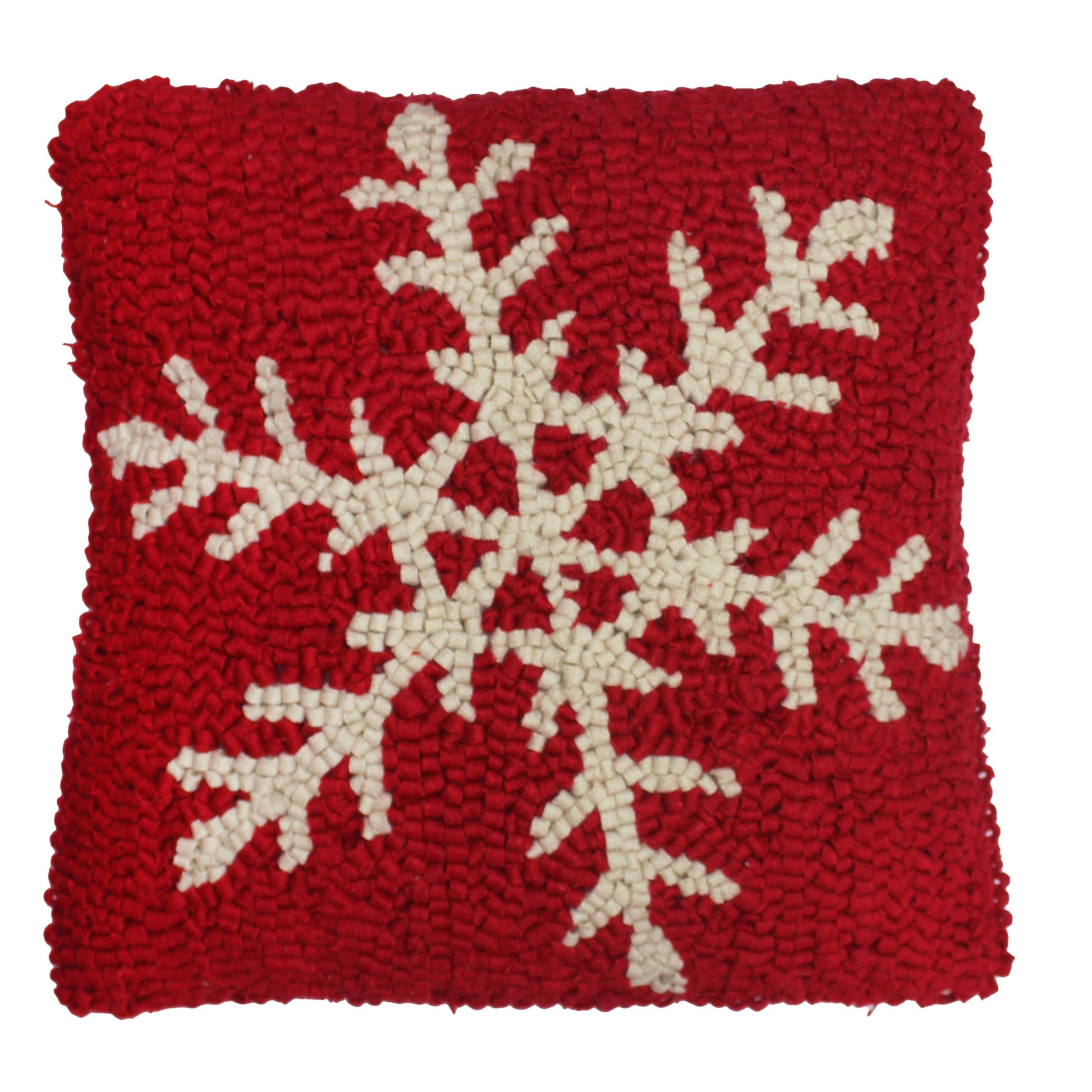 Snowflake Wool Hooked  Pillow 14 In - Home Collections by Raghu