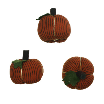 Pumpkin Spice Ticking Mini Pumpkins Set of 3 - Home Collections by Raghu