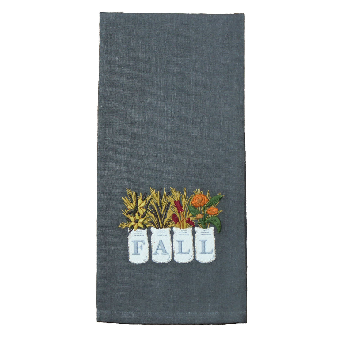 Fall Mason Jar  Gray towel  - Home Collections by Raghu