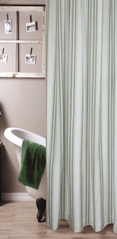 Grain Sack Sage Sage Shower Curtain  - Home Collections by Raghu