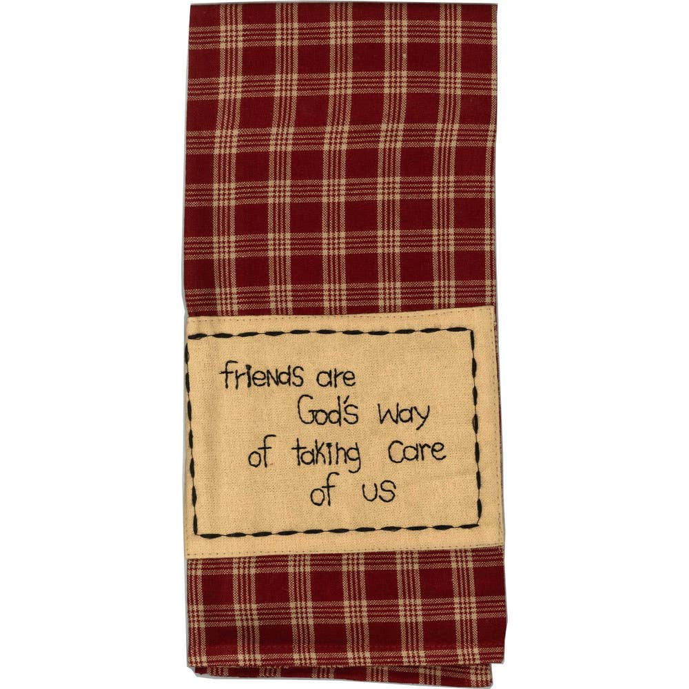Barn Red-Nutmeg Friends are God's Way Towel - Set of Two - Home Collections by Raghu