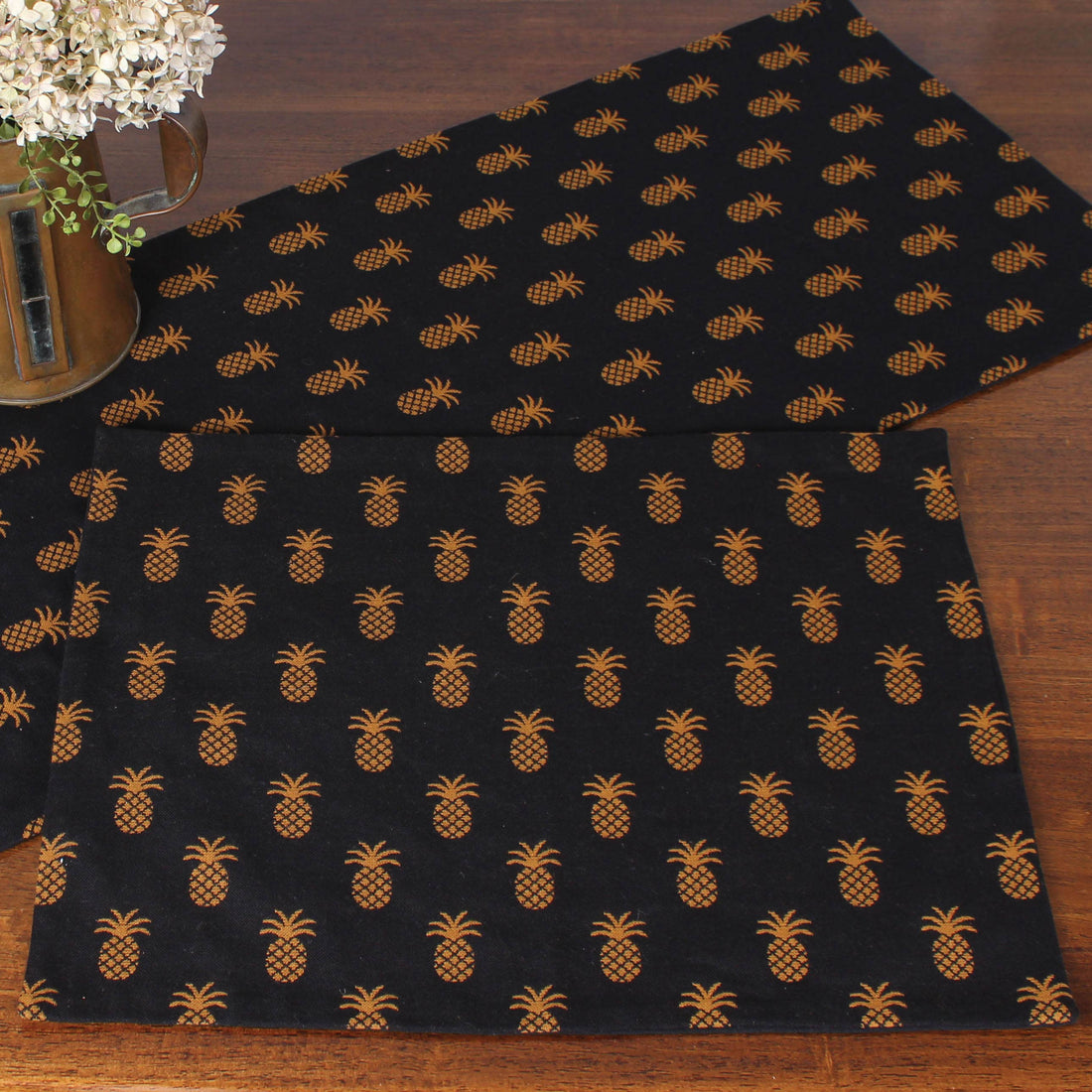 Pineapple Town Black Table Runner - Home Collections by Raghu