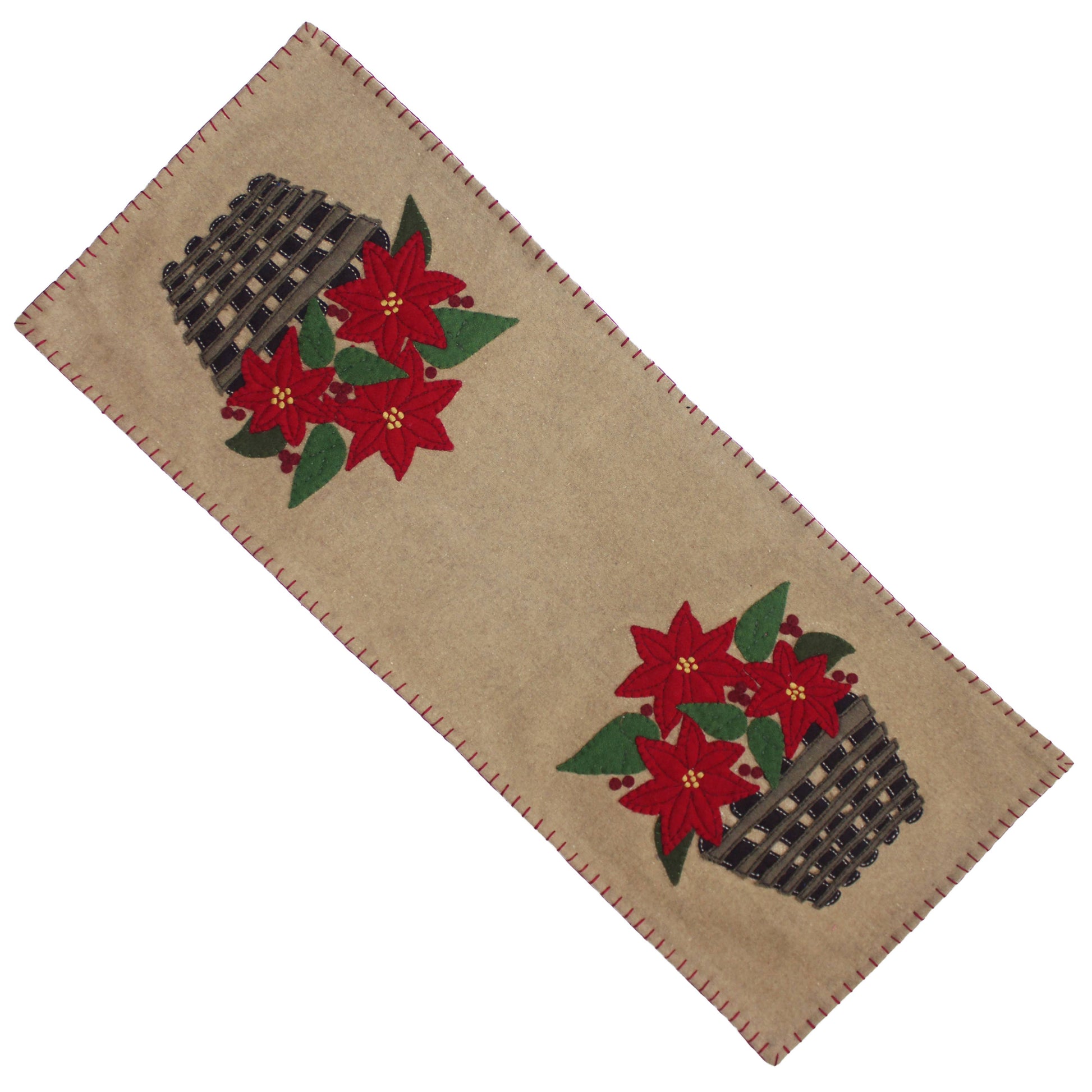 Poinsettia Basket Table Runner - Home Collections by Raghu