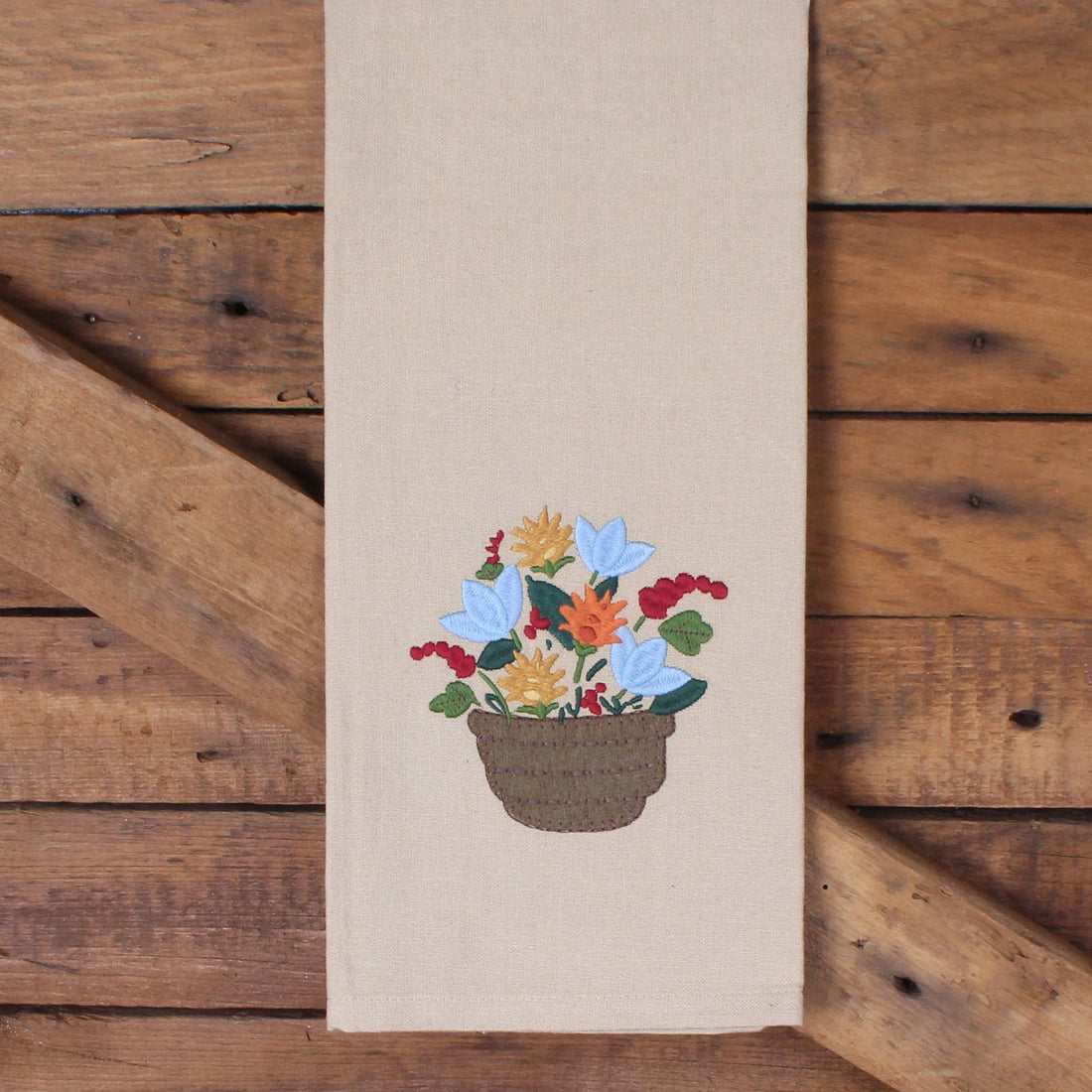 Floral Basket Towel- Set of Two - Home Collections by Raghu