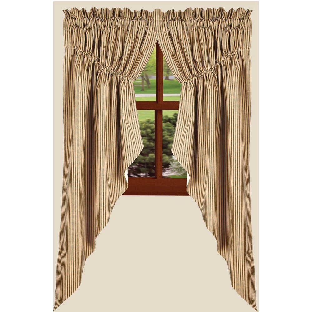 Black-Nutmeg York Ticking Gathered Swag - Lined - Home Collections by Raghu