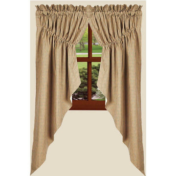 Black-Nutmeg York Ticking Gathered Swag - Lined - Home Collections by Raghu