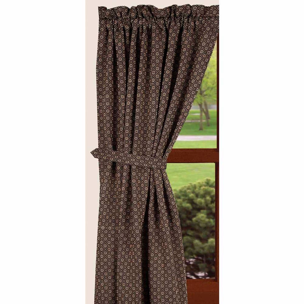 Black-Nutmeg Kingston Jacquard 63" Panels - Lined - Home Collections by Raghu