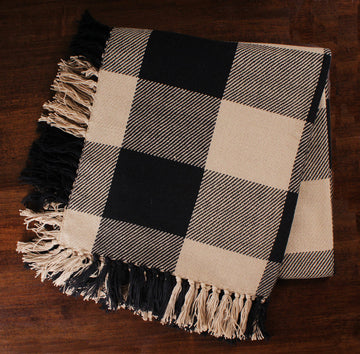 Heritage House Check Black - Nutmeg Afghan  - Home Collections by Raghu