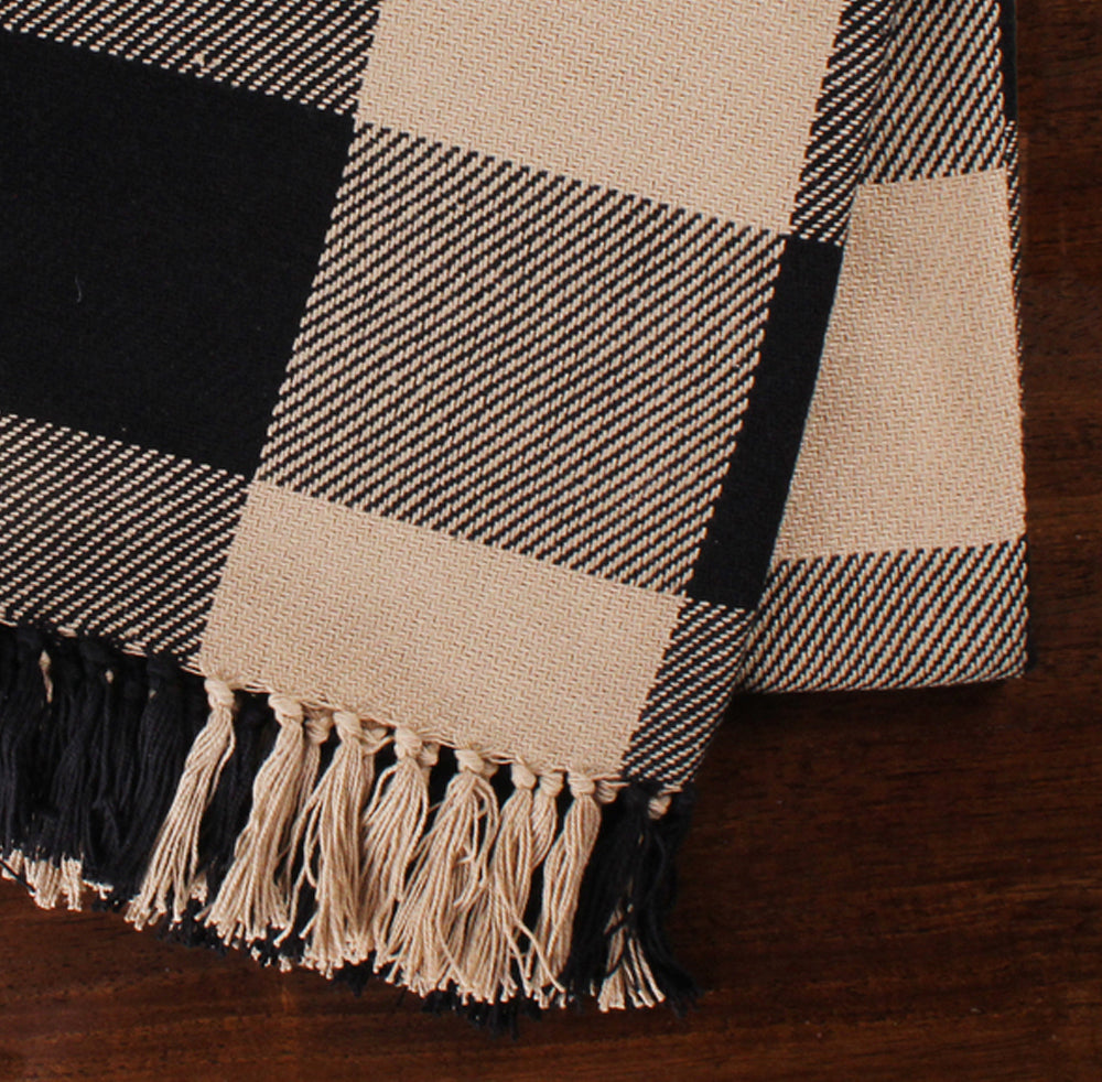 Heritage House Check Black - Nutmeg Afghan  - Home Collections by Raghu