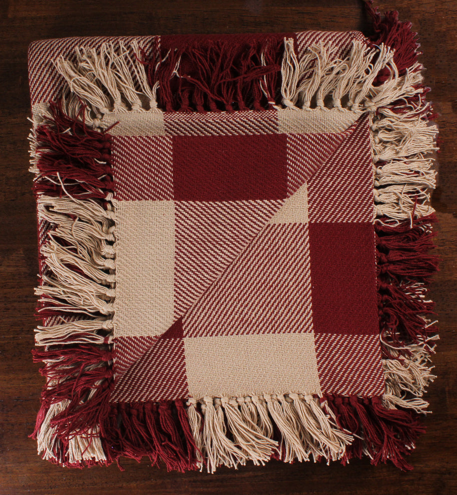 Heritage House Check Barn Red Barn Red - Nutmeg Afghan  - Home Collections by Raghu