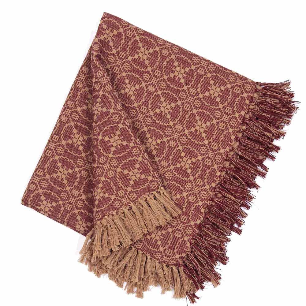 Barn Red-Tan Marshfield Jacquard Afghan - Home Collections by Raghu