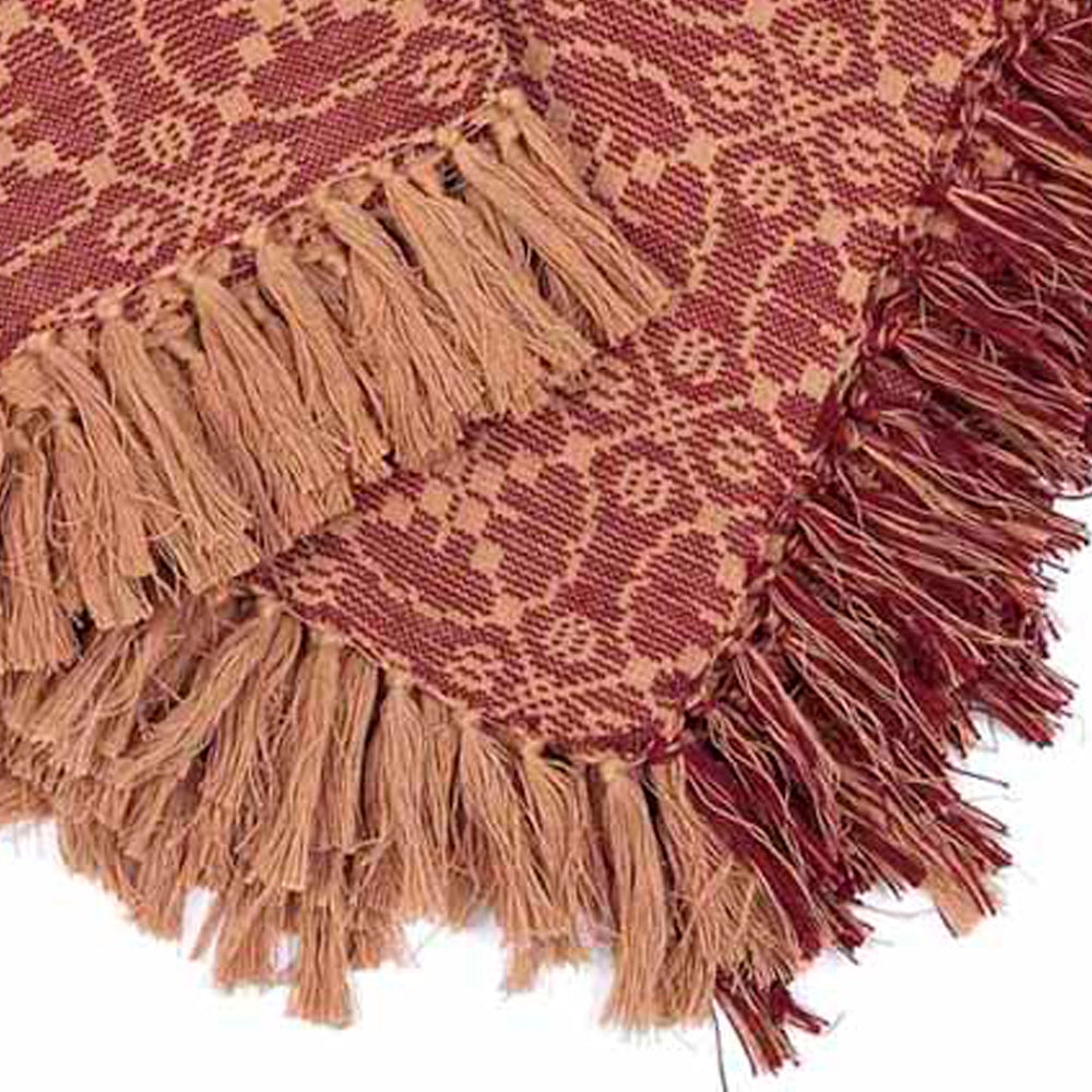 Barn Red-Tan Marshfield Jacquard Afghan - Home Collections by Raghu