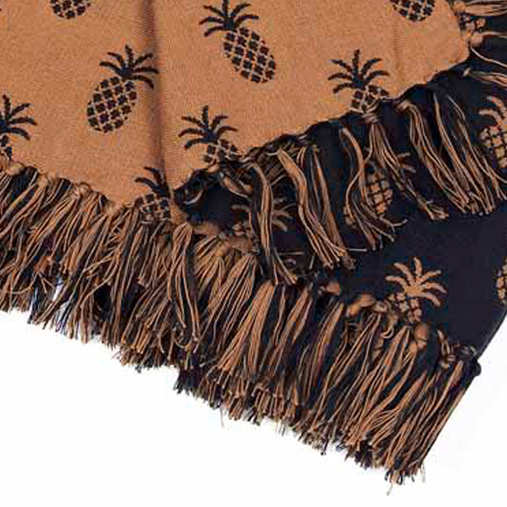 Black Mocha Pineapple Jacquard Afghan - Home Collections by Raghu