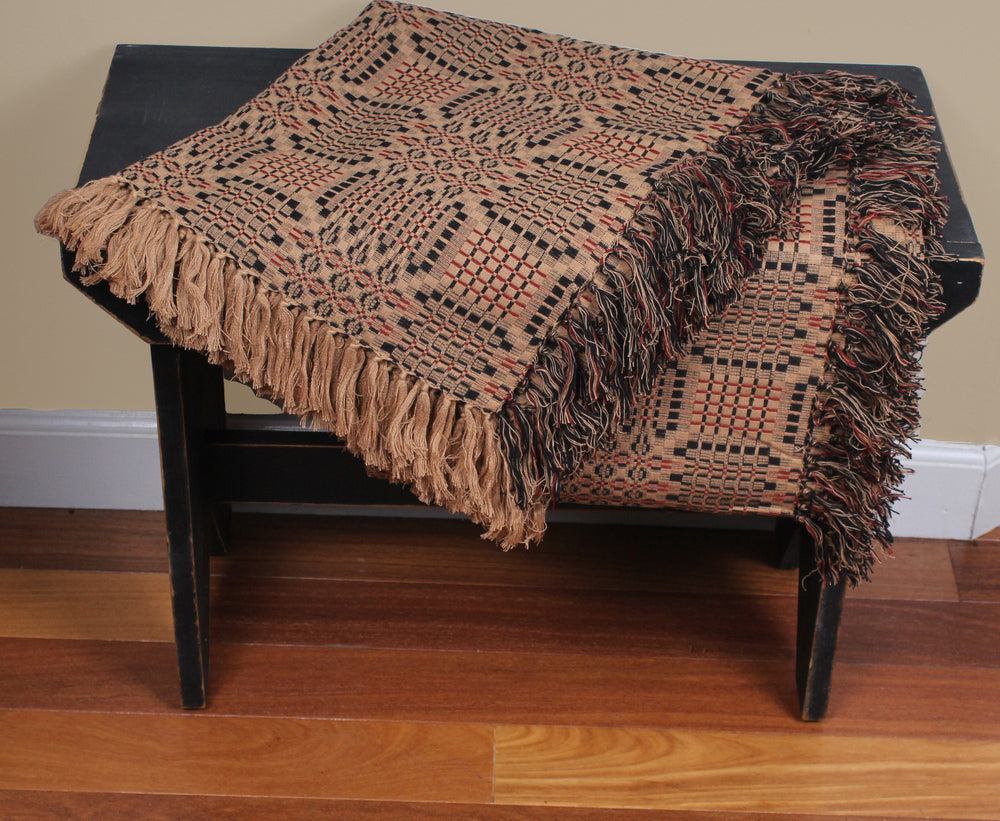 Trenton Jacquard Nutmeg Black Red Afghan  - Home Collections by Raghu