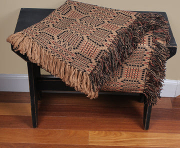 Trenton Jacquard Nutmeg Black Red Afghan  - Home Collections by Raghu
