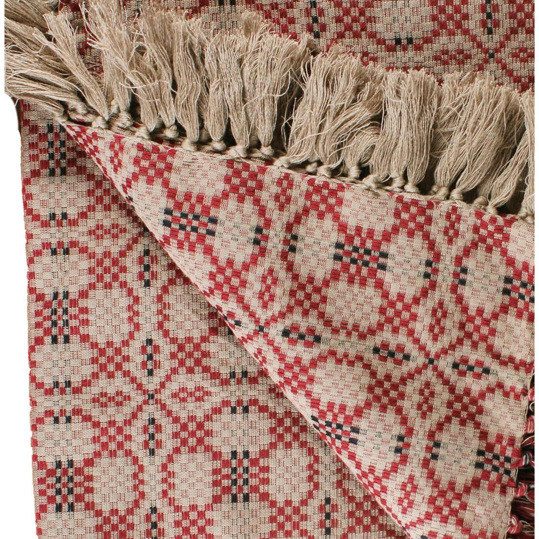 Kendall Jacquard Red Afghan - Home Collections by Raghu