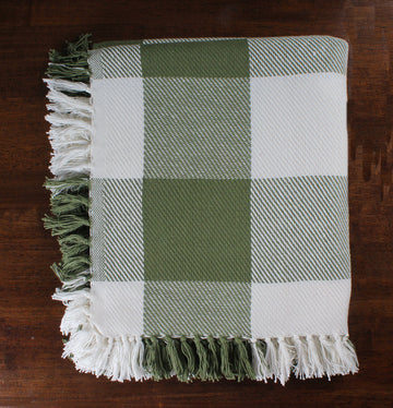 Buffalo Check Sage Sage Afghan  - Home Collections by Raghu