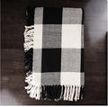 Buffalo Check Black - Buttermilk Afghan  - Home Collections by Raghu