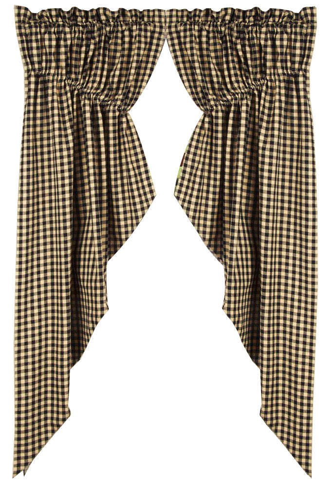 Black Nutmeg Heritage House Check Black Gathered Swag Lined - Home Collections by Raghu